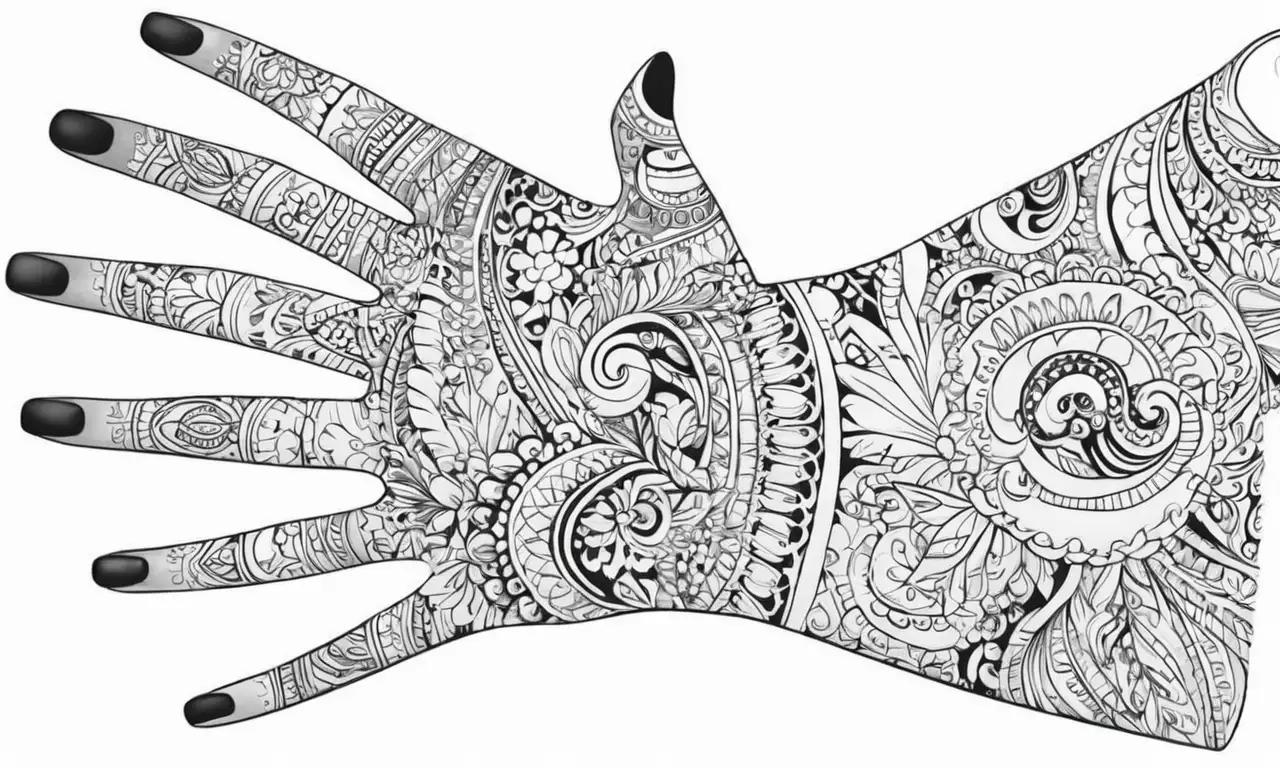 Una mano con intrincados detalles y colores vibrantes evoca suavidad y cultura