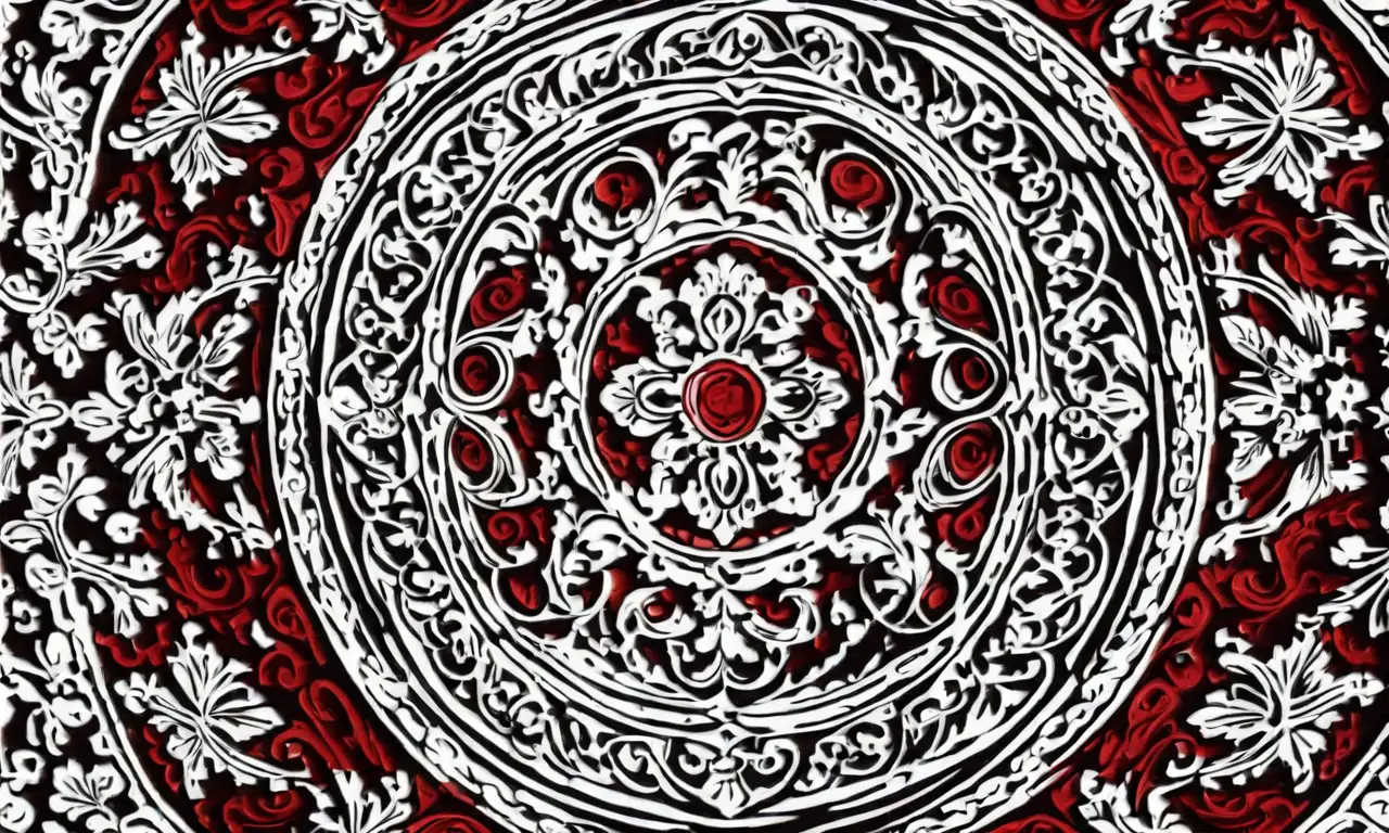 Un escudo central con detalles intrincados, colores vibrantes y un aire noble