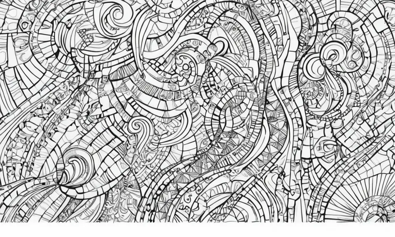 Líneas dinámicas y contrastes de color crean profundidad y ritmo en una composición envolvente
