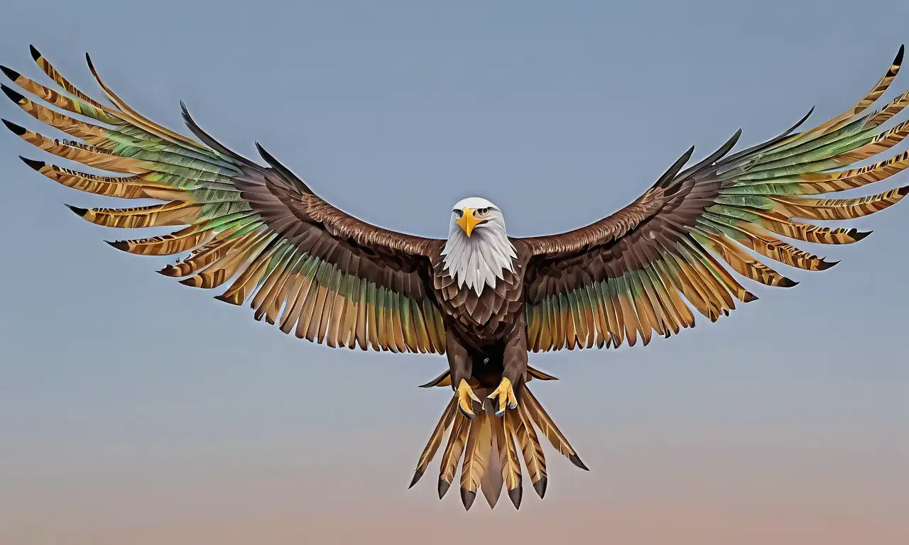 Un águila majestuosa con ojos penetrantes, plumas detalladas y una presencia poderosa destaca en un fondo armonioso