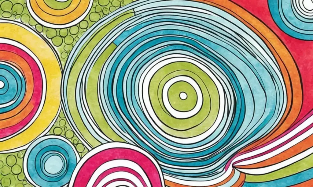 Líneas anguladas y colores vibrantes crean formas dinámicas y emocionantes en una composición compleja