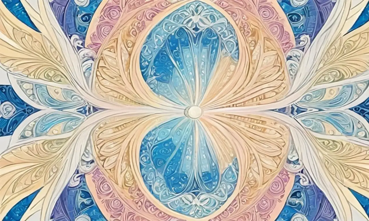 Una ilustración celestia con colores vibrantes y detalles intrincados evoca una presencia divina