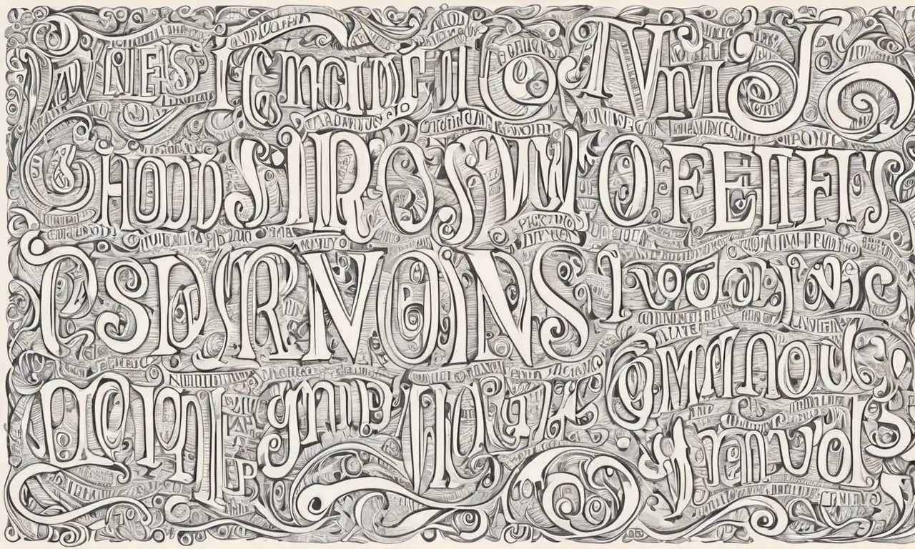 El diseño combina líneas intrincadas, letras audaces, sombras delicadas y colores contrastantes para crear una composición dinámica y equilibrada