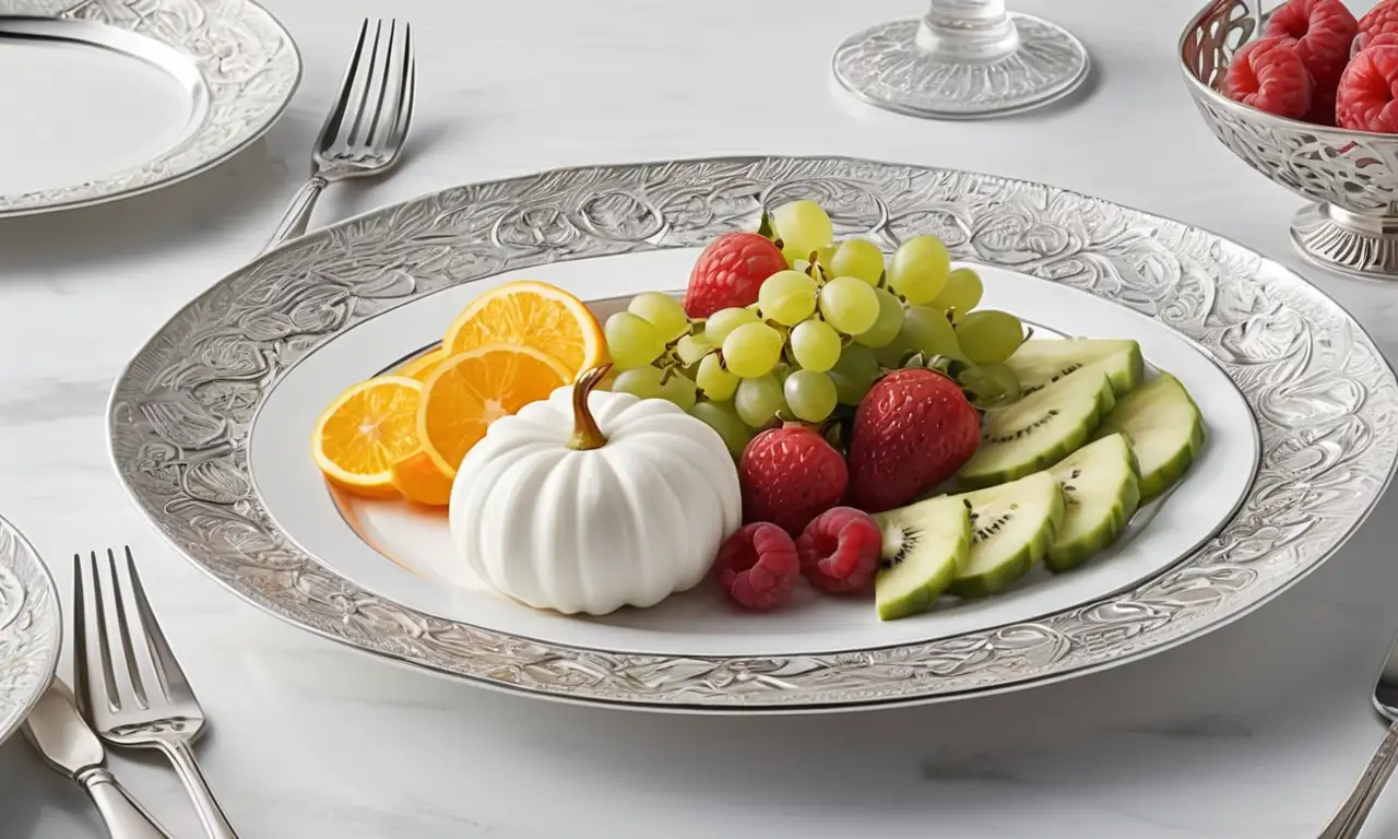 Una bella composición de una mesa con un plato, cubiertos elegantes, y detalles cuidados en un fondo suave