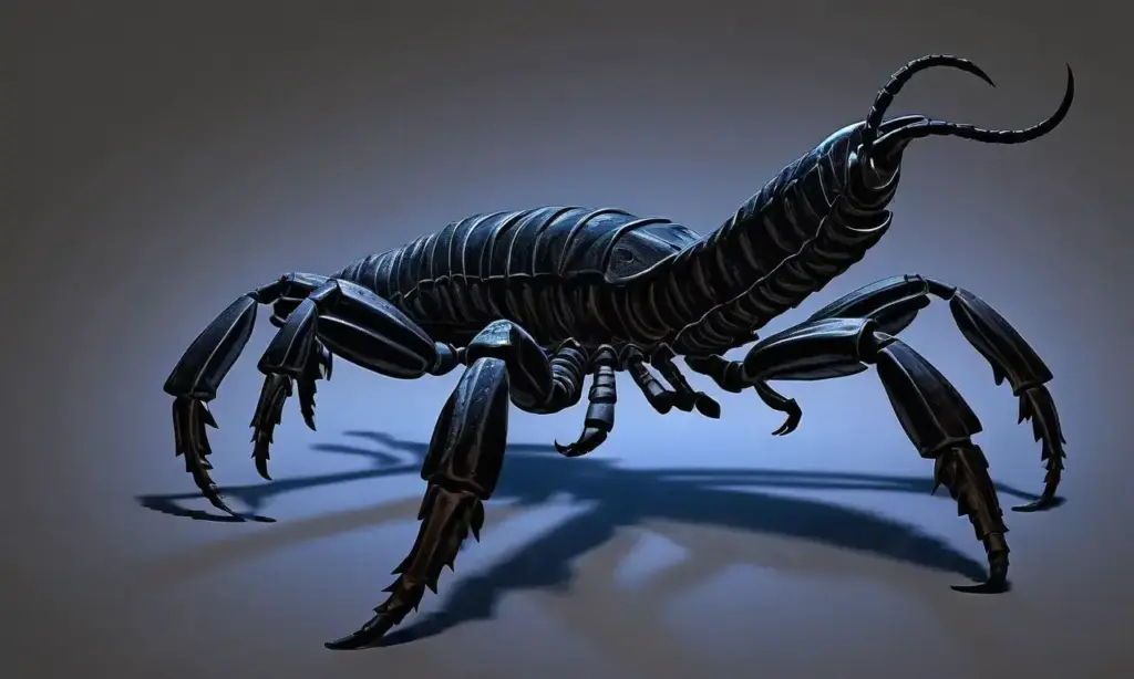 Silueta de un escorpión amenazante con sombras profundas