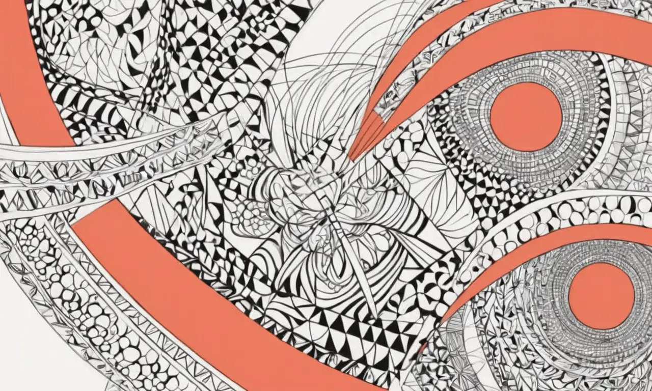Formas vibrantes y dinámicas se entrelazan en una composición armoniosa y rica en texturas