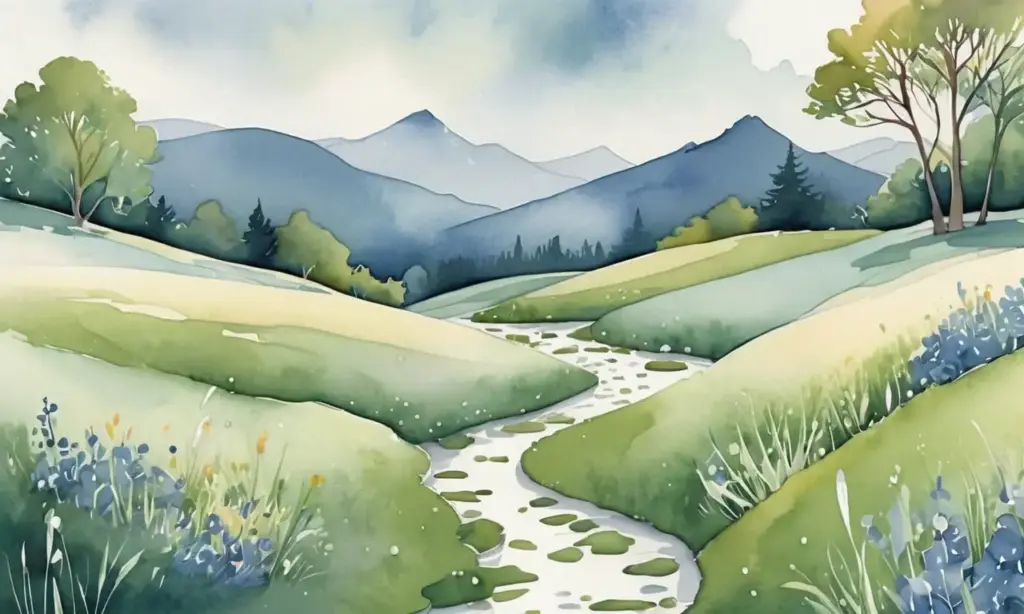 Un paisaje armonioso con suaves gotas de lluvia