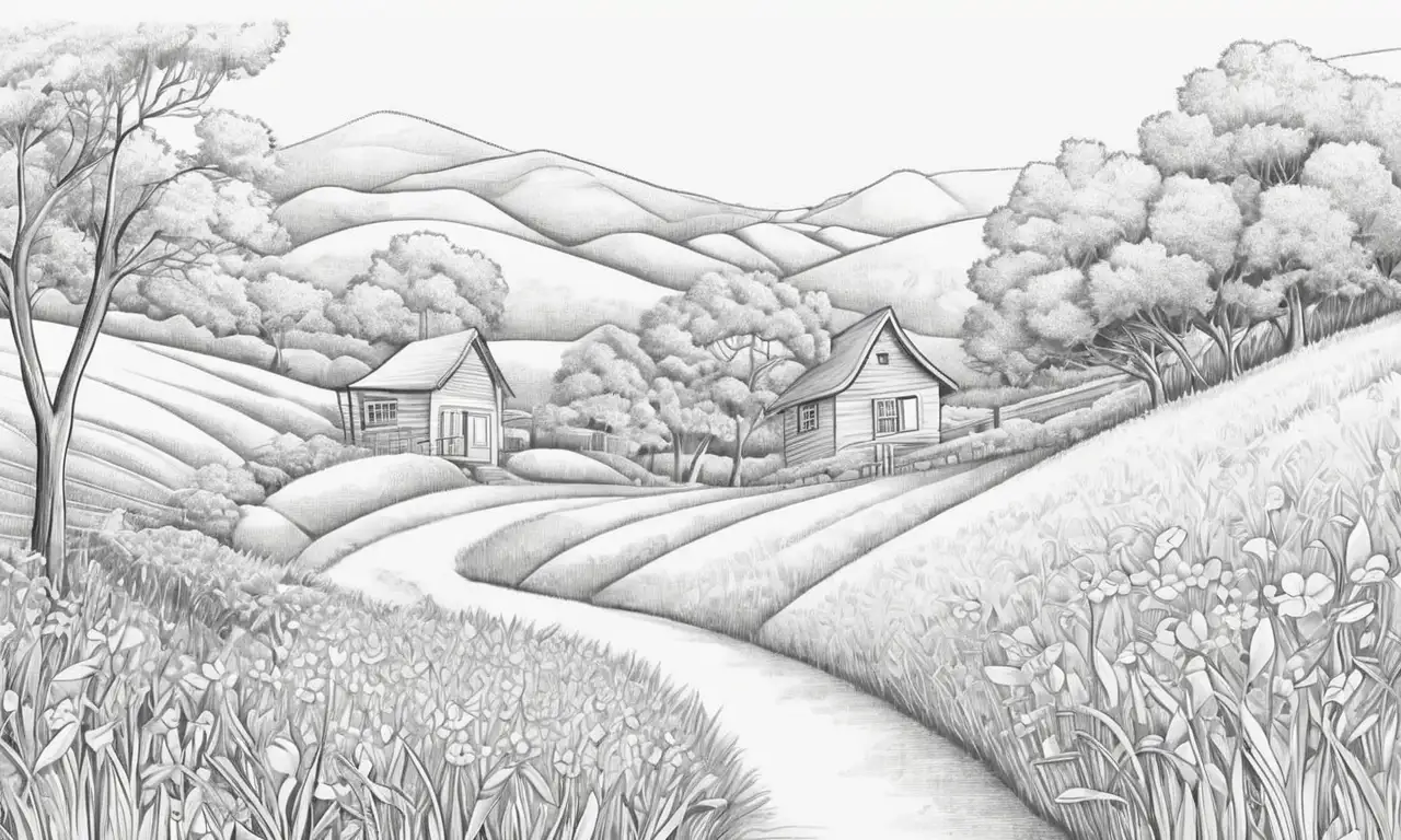 El dibujo combina sombras suaves, líneas curvas, colores vibrantes y texturas para crear una composición dinámica y expresiva