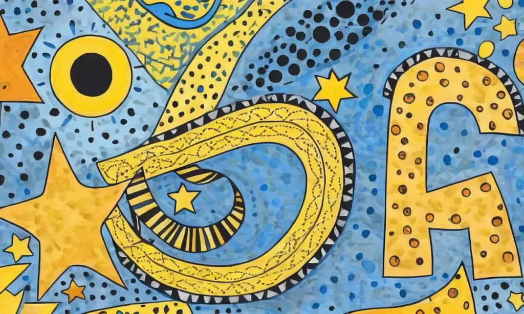 Una obra colorida y dinámica presenta el número 101 en el centro