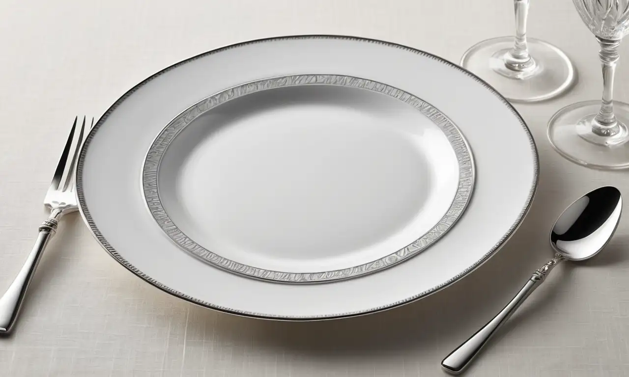 Cubiertos de plata sobre un plato blanco, creando una elegante armonía visual