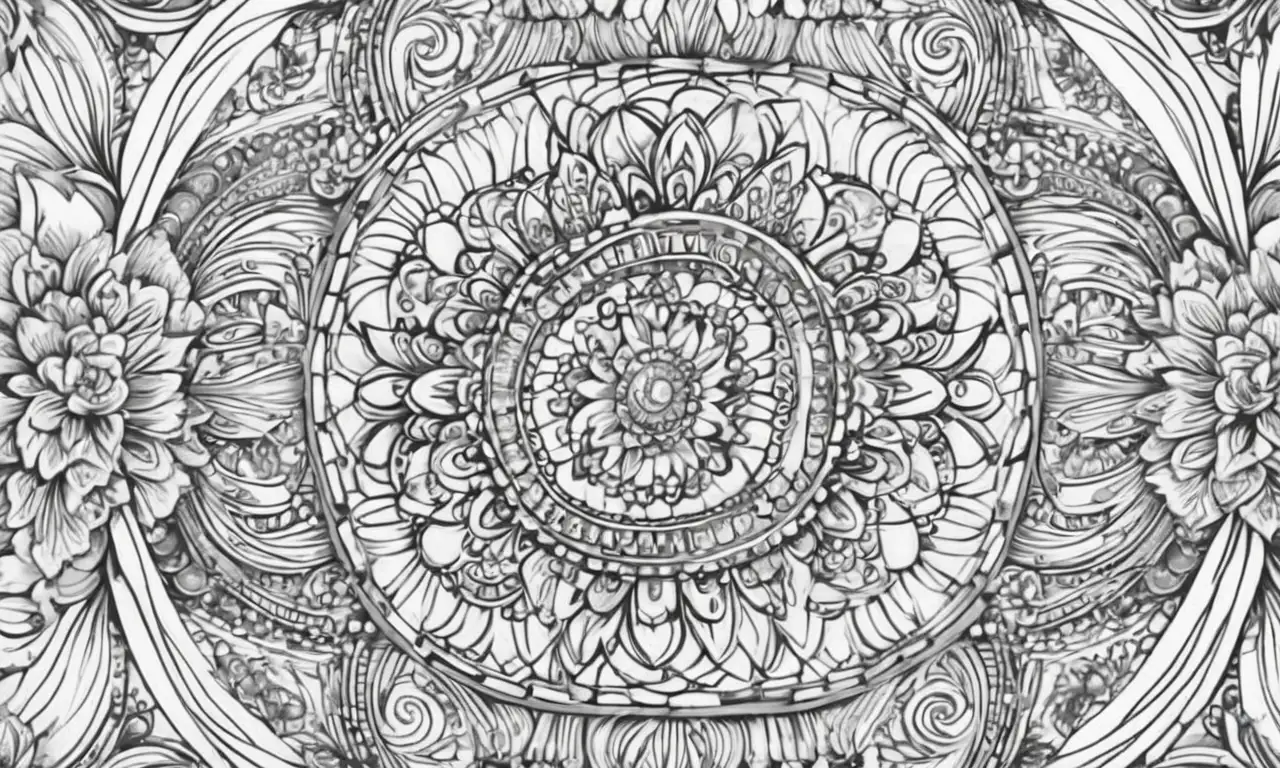 Un diseño detallado combina líneas intrincadas, colores vibrantes y texturas diversas para crear una composición armoniosa y cautivadora