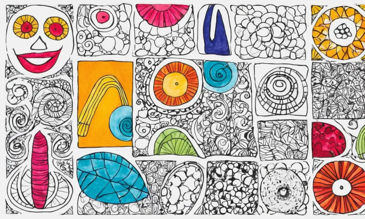 Colores vivos, líneas definidas y texturas crean una composición dinámica y armoniosa