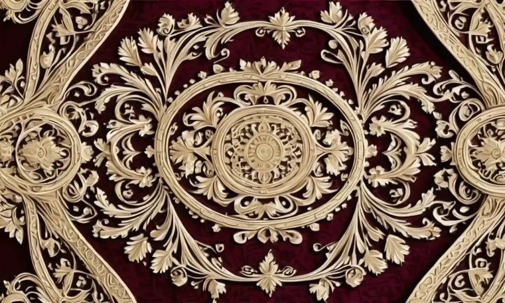 Escudo intrincado con fondo carmesí