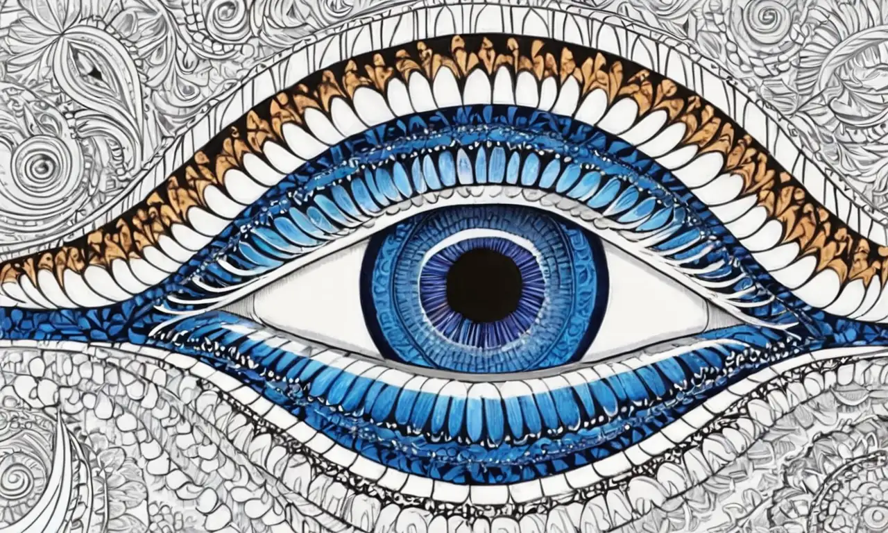 Ojo azul brillante con detalles intrincados y una composición armoniosa