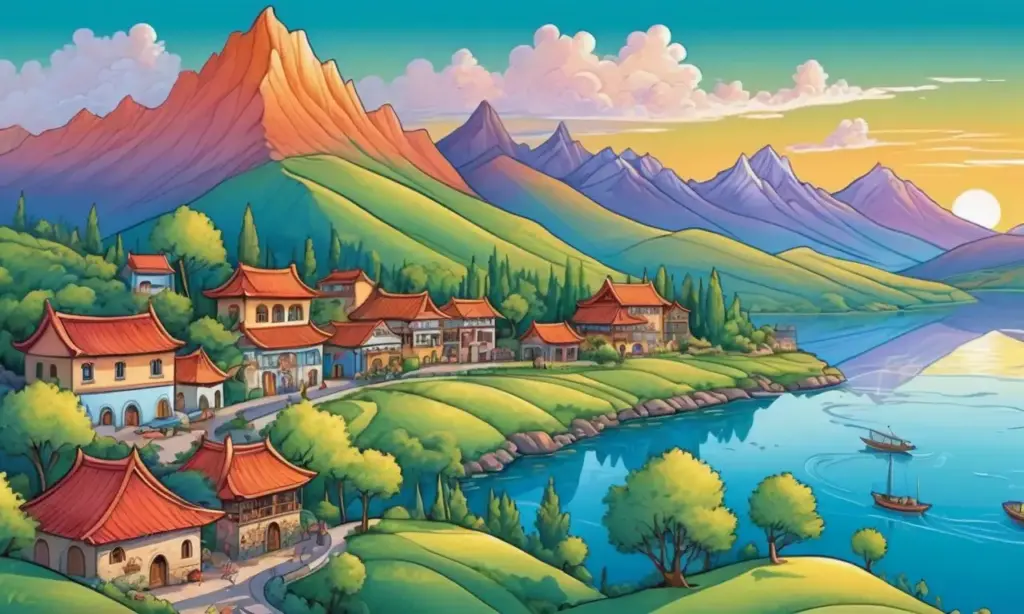 Un paisaje vibrante con montañas