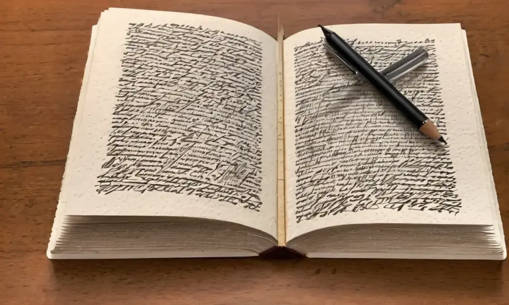 Líneas definidas y sombras suaves crean una composición armónica sobre la escritura