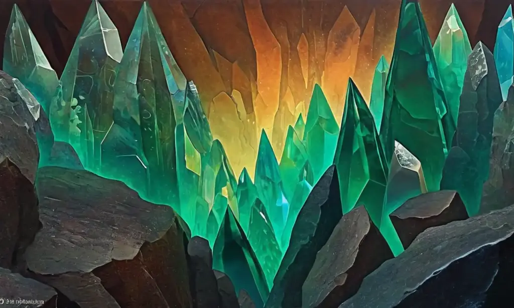 Cristales de cuarzo vibrantes con luces suaves