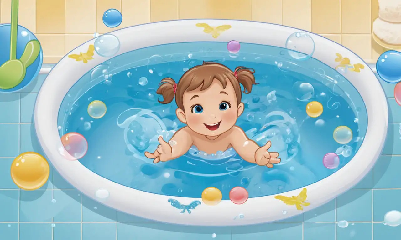 Una escena de baño infantil llena de calidez, alegría y cuidado