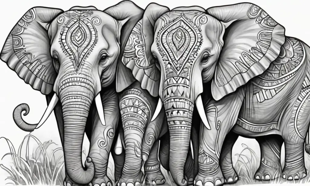 Un elefante rodeado de patrones intrincados y tonos cálidos que evocan tranquilidad