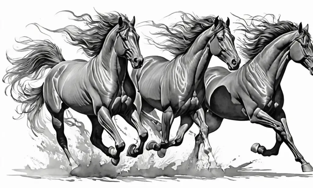 Caballos dinámicos en poses intensas