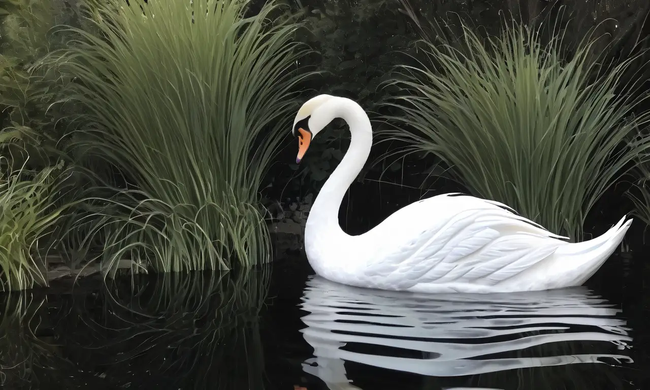 Un elegante cisne con curvas suaves y un ambiente sereno de colores armónicos