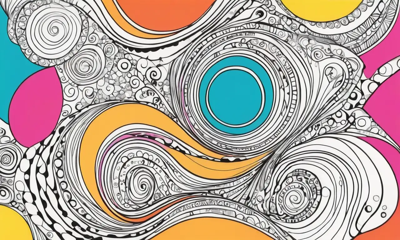 Colores vibrantes y formas dinámicas crean una composición visualmente atractiva y enérgica