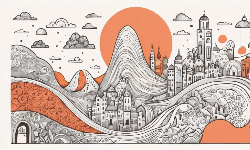Diseño vibrante con texto ¿Bajas o vajas? y elementos ilustrativos en un fondo de gradiente cálido