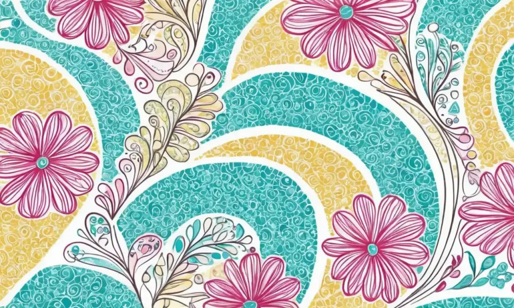 Colores vibrantes y texturas diversas crean una composición visualmente atractiva y dinámica
