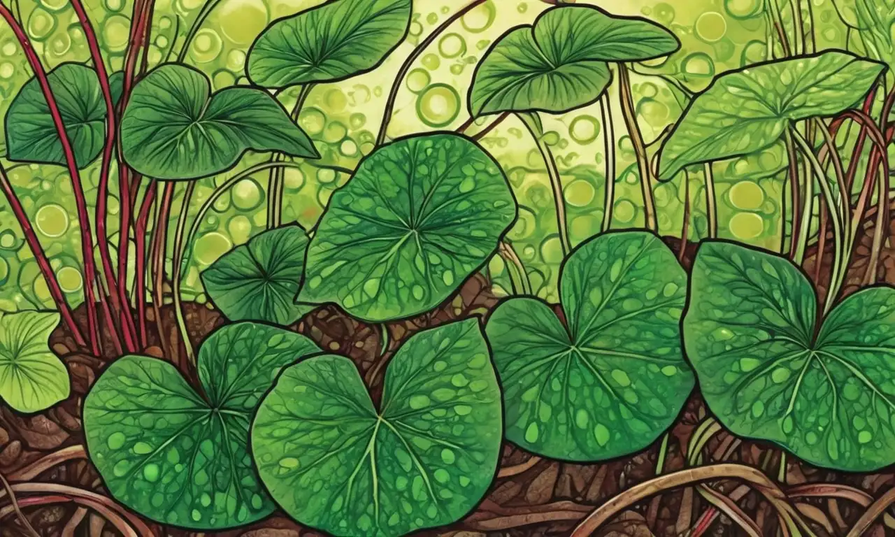 Hojas verdes vibrantes con detalles intrincados y contrastes de luz y sombra