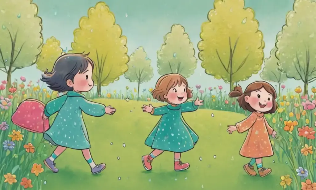 Una escena vibrante de niños jugando entre suaves colores