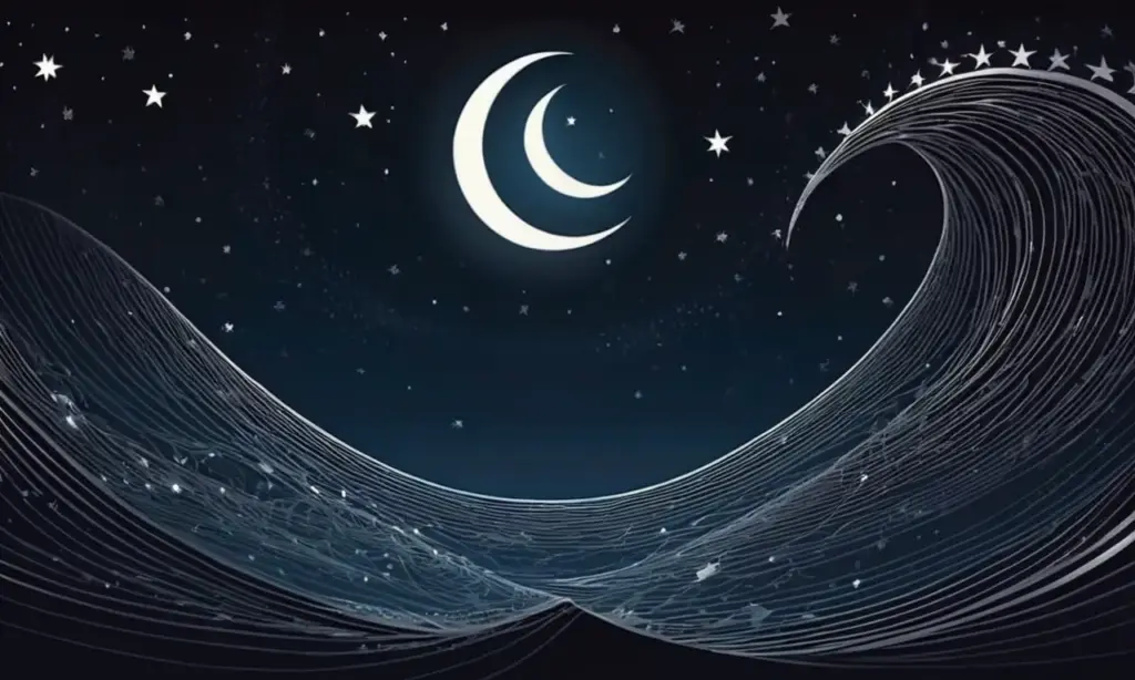Una elegante representación celeste con una luna en crescent