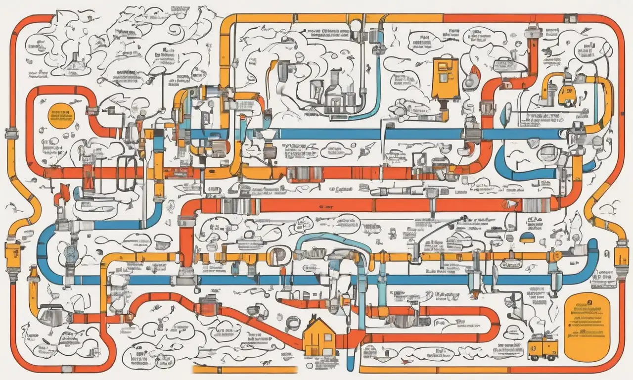 Líneas audaces, sombreado suave y texturas intrincadas ilustran la conversión de energía en un diseño técnico claro