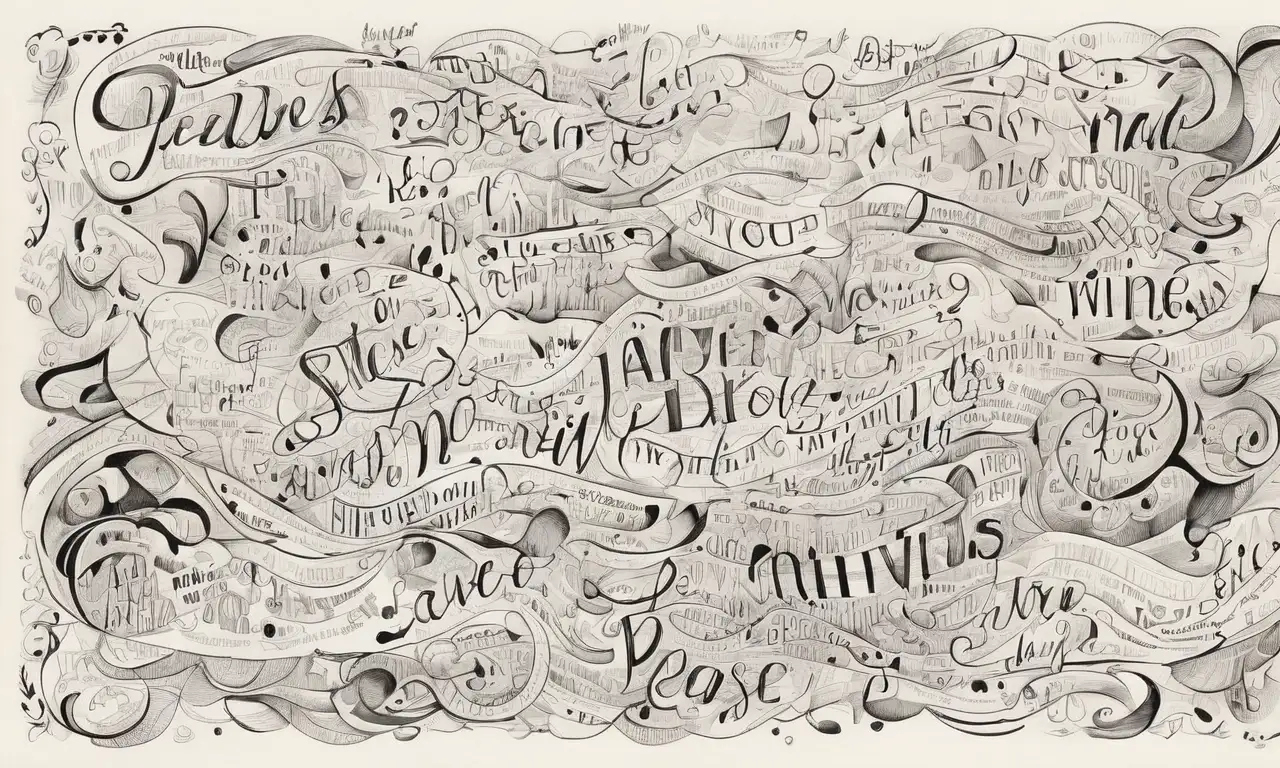 Un diseño artístico combina líneas intrincadas, texto variado y texturas para transmitir la complejidad del proceso creativo