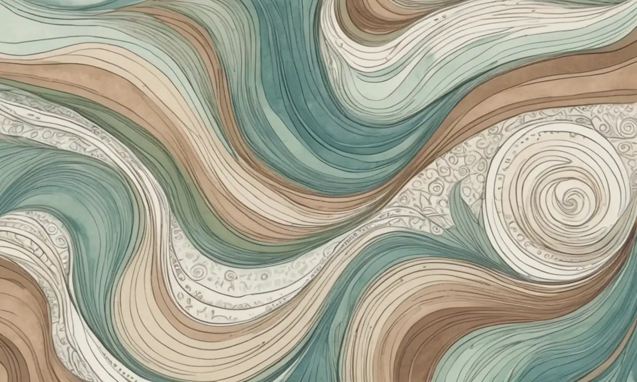 Un gusano central, con texturas suaves y tonos terrosos, se despliega en un fondo etéreo de nubes soñadoras