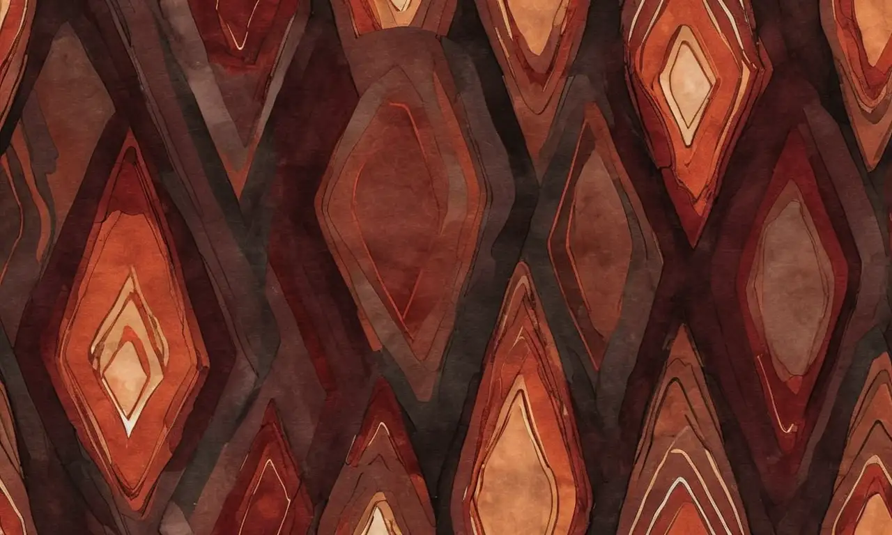Una composición de jaspe con tonos cálidos y texturas contrastantes crea una atmósfera mística
