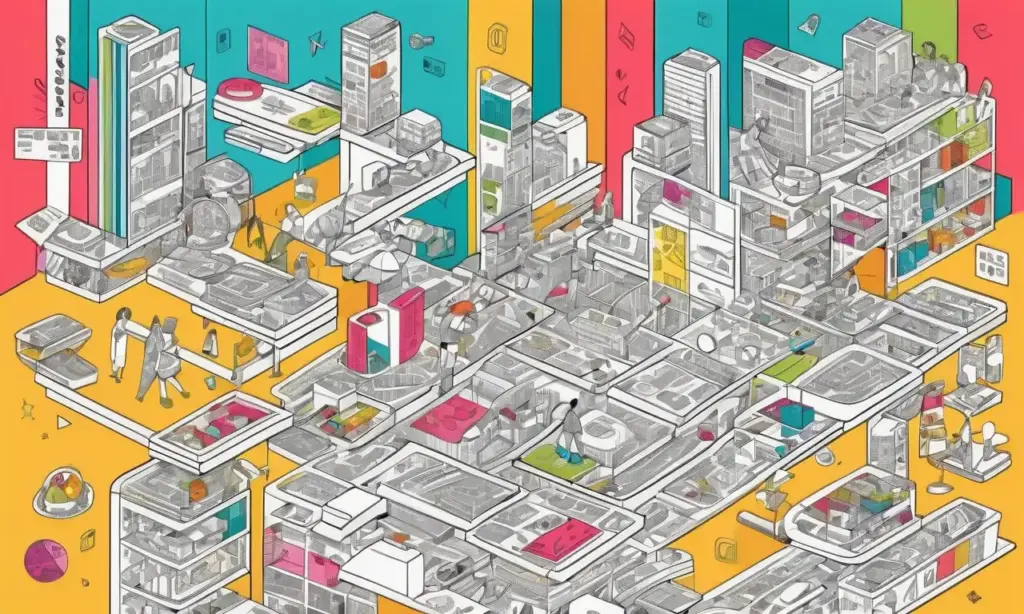 Diseño visual vibrante y organizado con colores