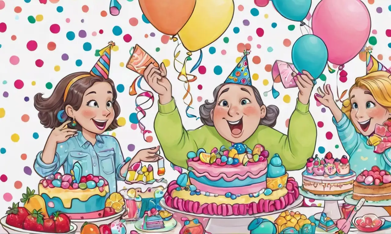 Un vibrante y dinámico collage de celebración con colores brillantes, texturas detalladas y una composición alegre