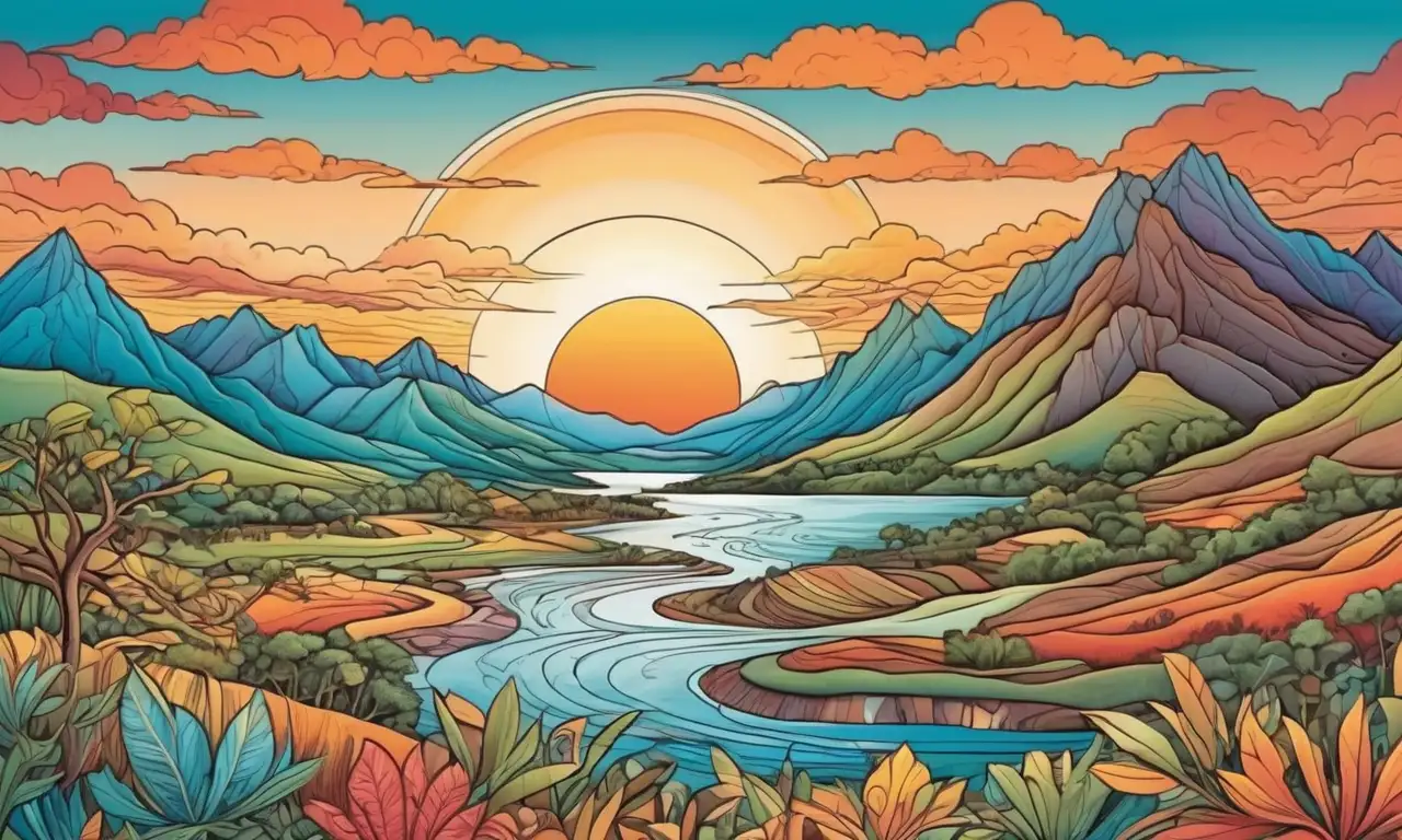 Colores tierra vibrantes y detalles intrincados representan un entorno rico en biodiversidad y cultura
