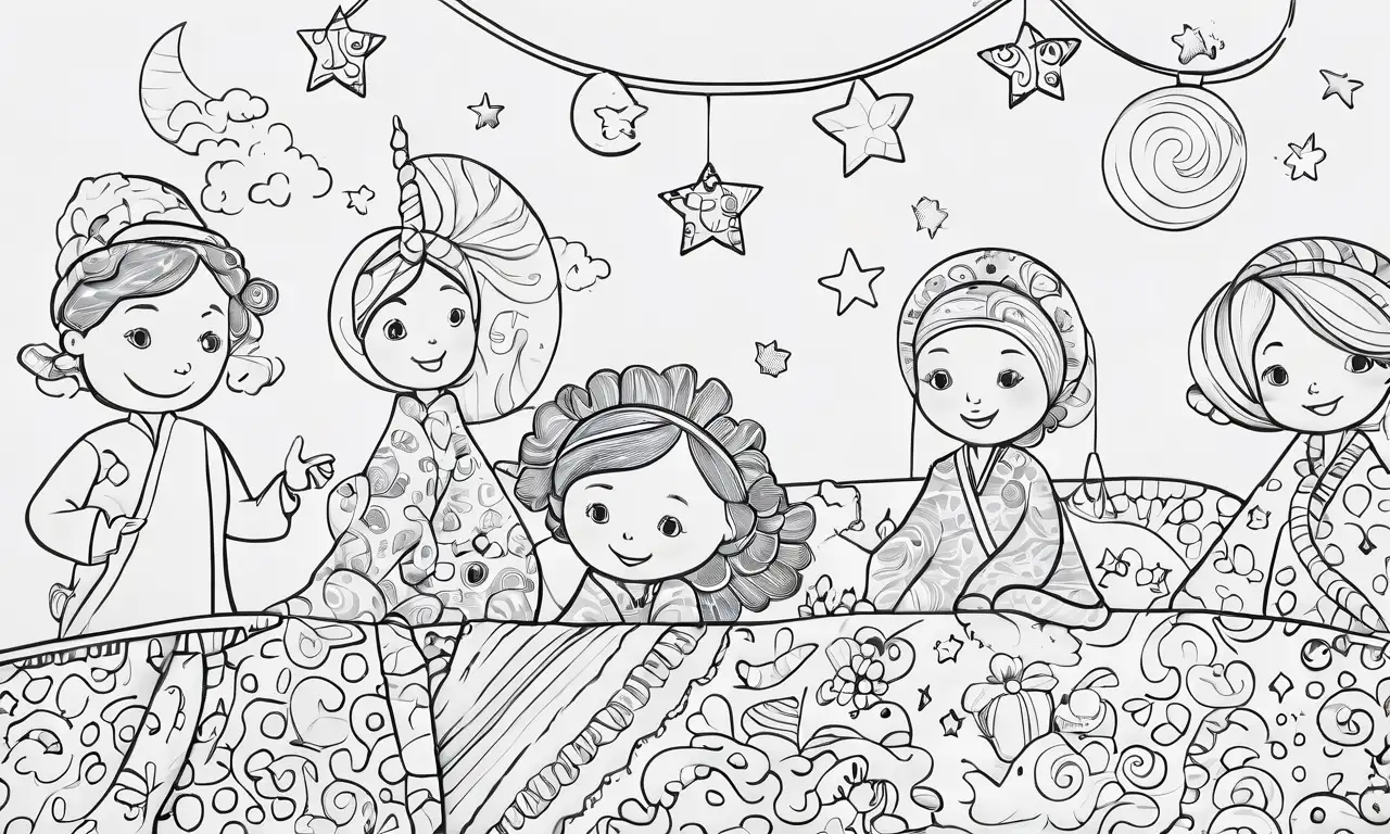 Una ilustración vibrante y acogedora que combina texturas, sombras y doodles para evocar un ambiente nocturno de sueños