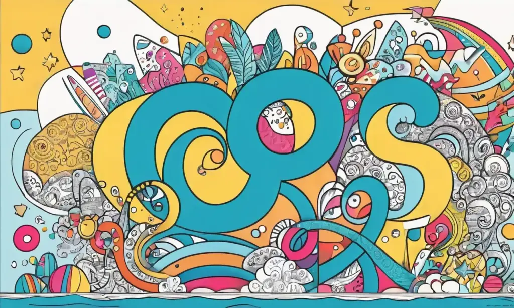 Composición dinámica con elementos contrastantes y tipografía juguetona