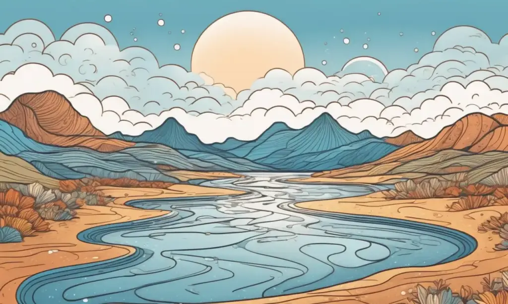 Un paisaje circular con nubes suaves