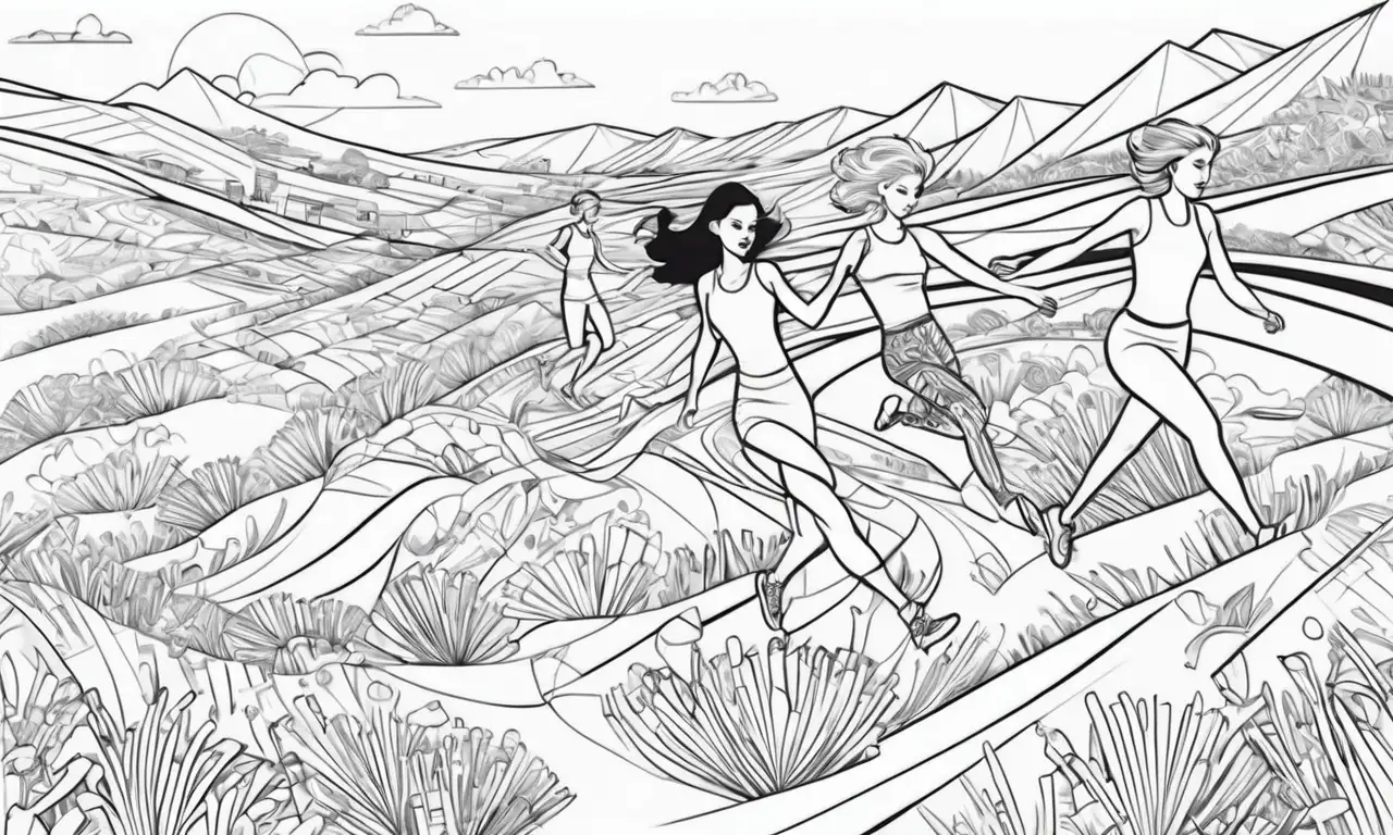 El dibujo presenta una escena vibrante con el contraste de formas y colores que evocan conexión y dinamismo