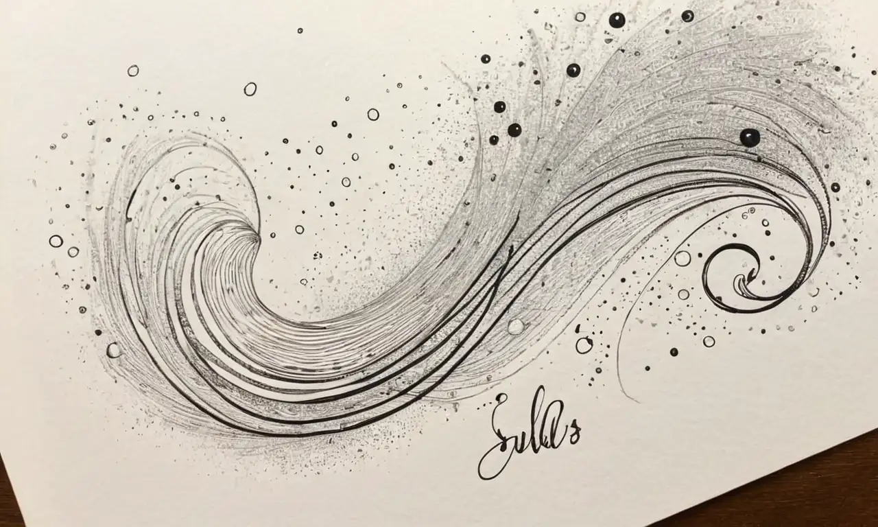 Un detallado diseño con pluma, sombras, letras cursivas y texturas que crean una atmósfera cálida