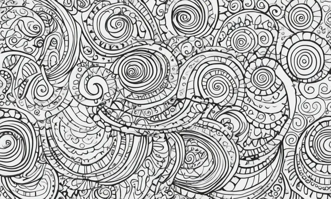 Líneas fluidas y contrastes visuales crean una composición compleja y dinámica
