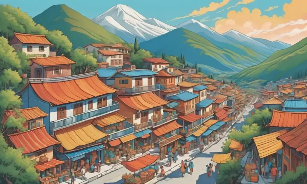Un paisaje vibrante de Medellín con edificios cálidos