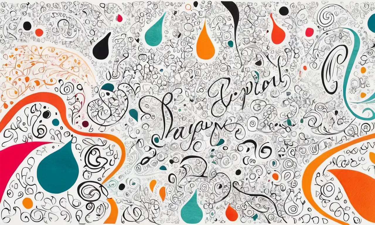 Diseño artístico con tinta vibrante, gradientes suaves y enfoque en la palabra lloviendo