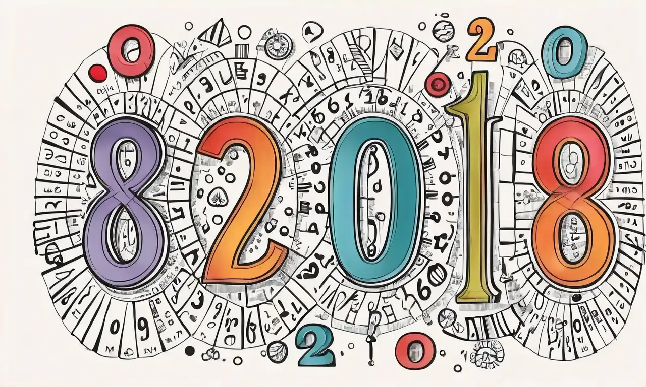 Tipografía en colores vibrantes con sombras suaves y un fondo de calendario que representa semanas y símbolos del tiempo