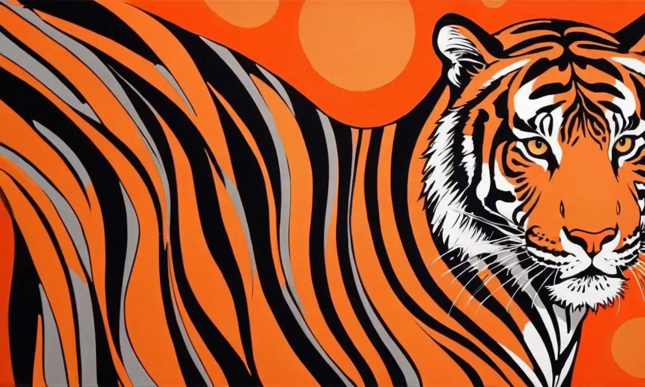 Una poderosa y majestuosa silueta de tigre enérgico resalta con contrastes vibrantes y detalles meticulosos