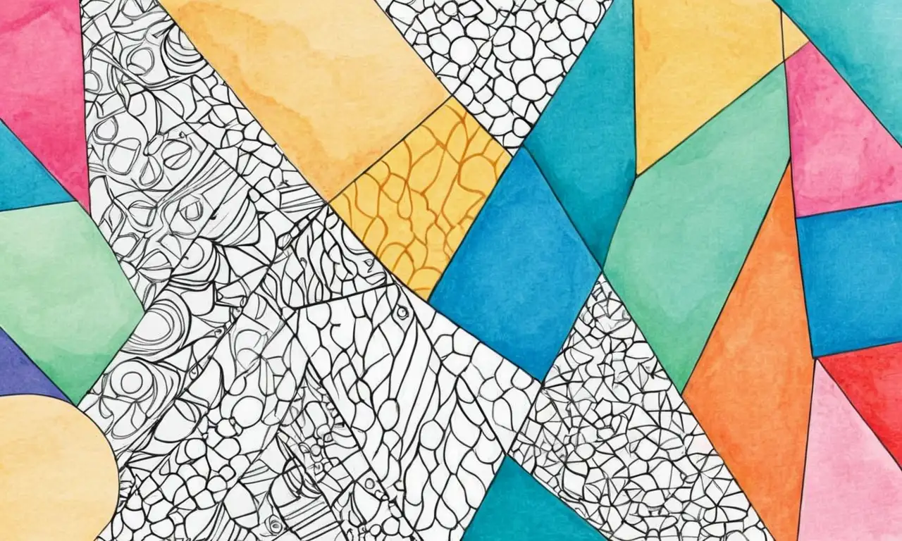 Líneas audaces, sombras suaves y colores vibrantes crean una composición armoniosa y dimensional en los cuadriláteros