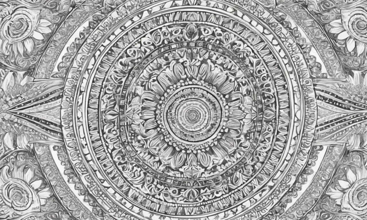 Un intrincado diseño combina líneas delicadas, tonos terrenales y colores vibrantes para crear una obra rica en simbolismo cultural y espiritual